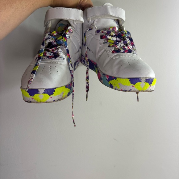Fila Paint Splatter High Top Sneakers Women’s 11 White Y2K Streetwear - Picture 4 of 7